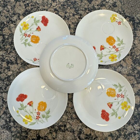 Seymour Mann Luncheon Snack Plates Flower Garden Japan Lot Of 5 - Picture 4 of 4